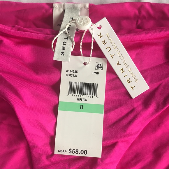 Trina Turk Monaco Solid Hipster Bottom Pink Size 8 Bottom Only - Picture 2 of 6